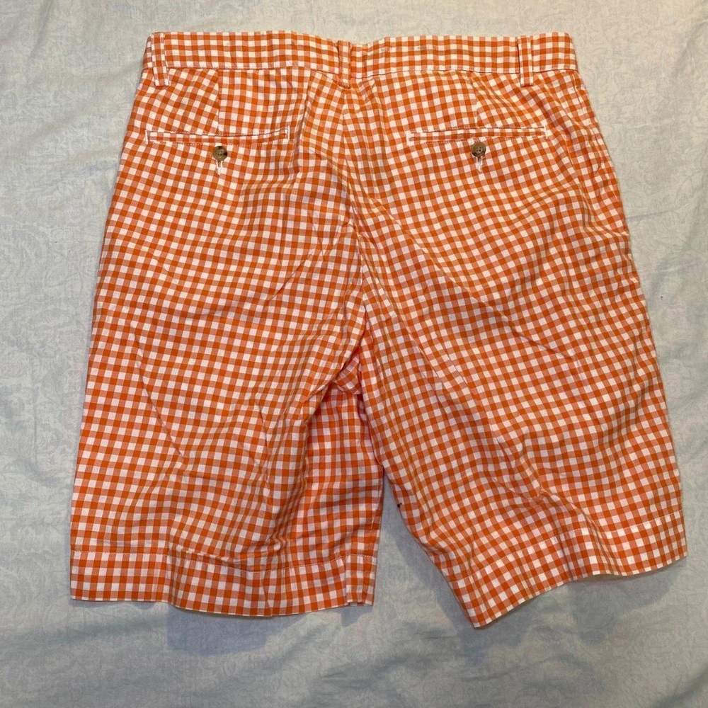 Polo Ralph Lauren Suffield Short Orange Gingham Plaid Shorts Mens‎ 33 Cotton